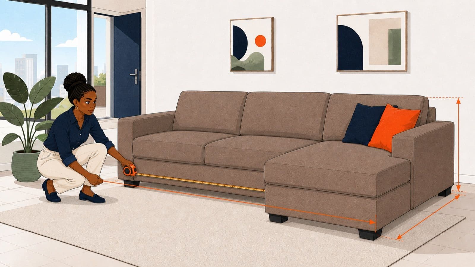 Measurements to check before buying an L-shaped sofa