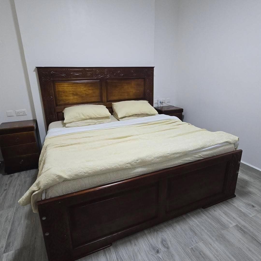 Solid Wood Classic Bedroom Set with Mattress & Bedside Tables — like new condition, Nairobi