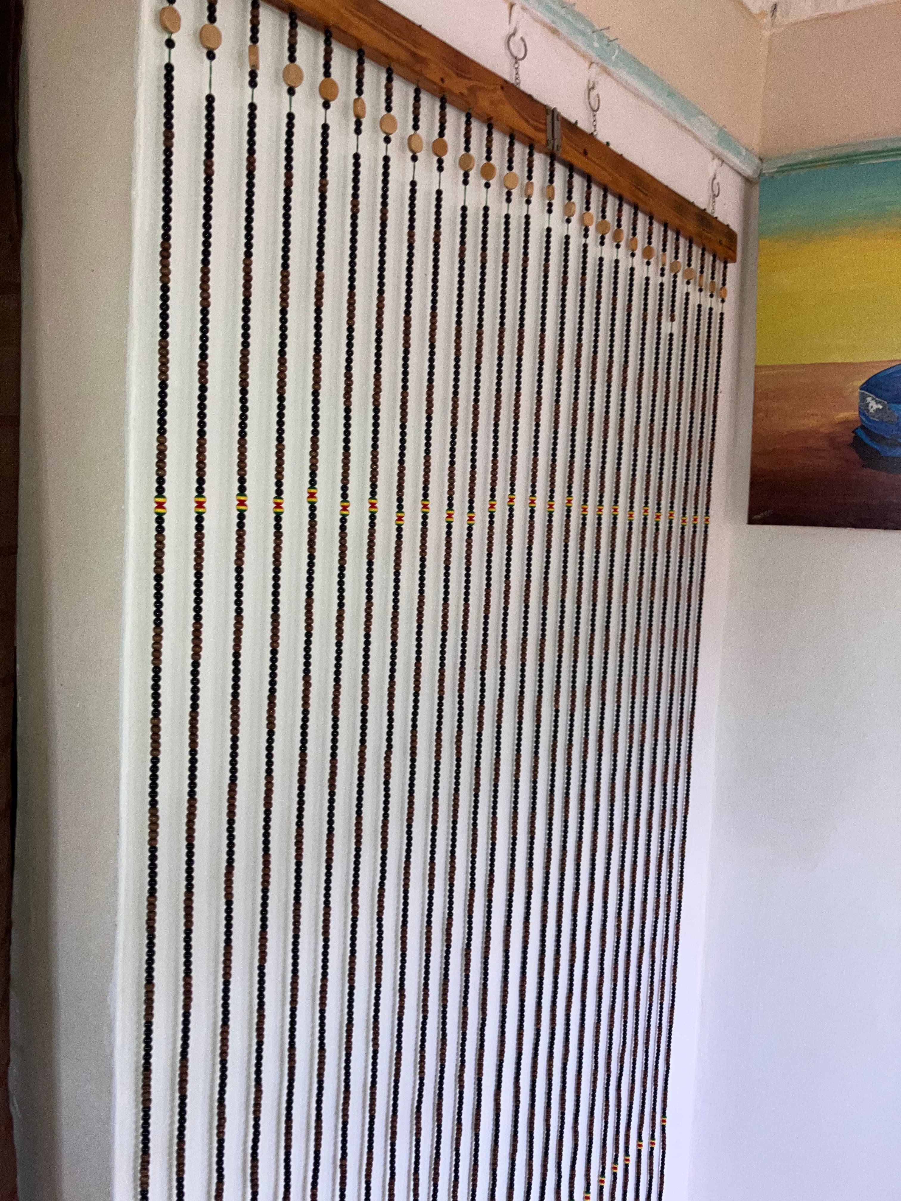 Wooden beaded door curtain