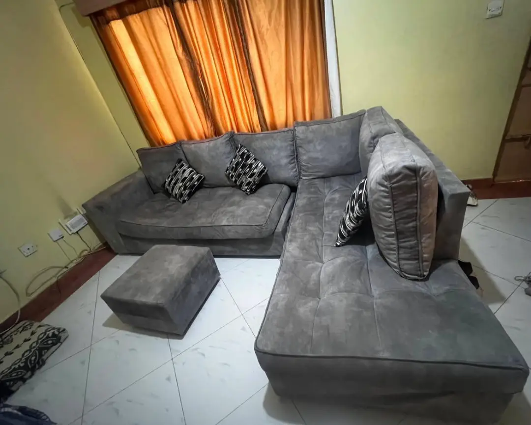 Grey 5-Seater L-Shaped Sectional Sofa with Footstool — good condition, Nairobi