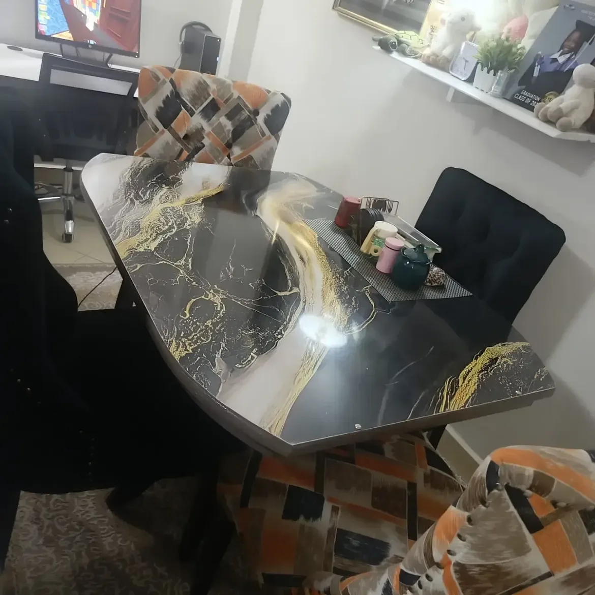 4 Seater Marble Top Dining Set