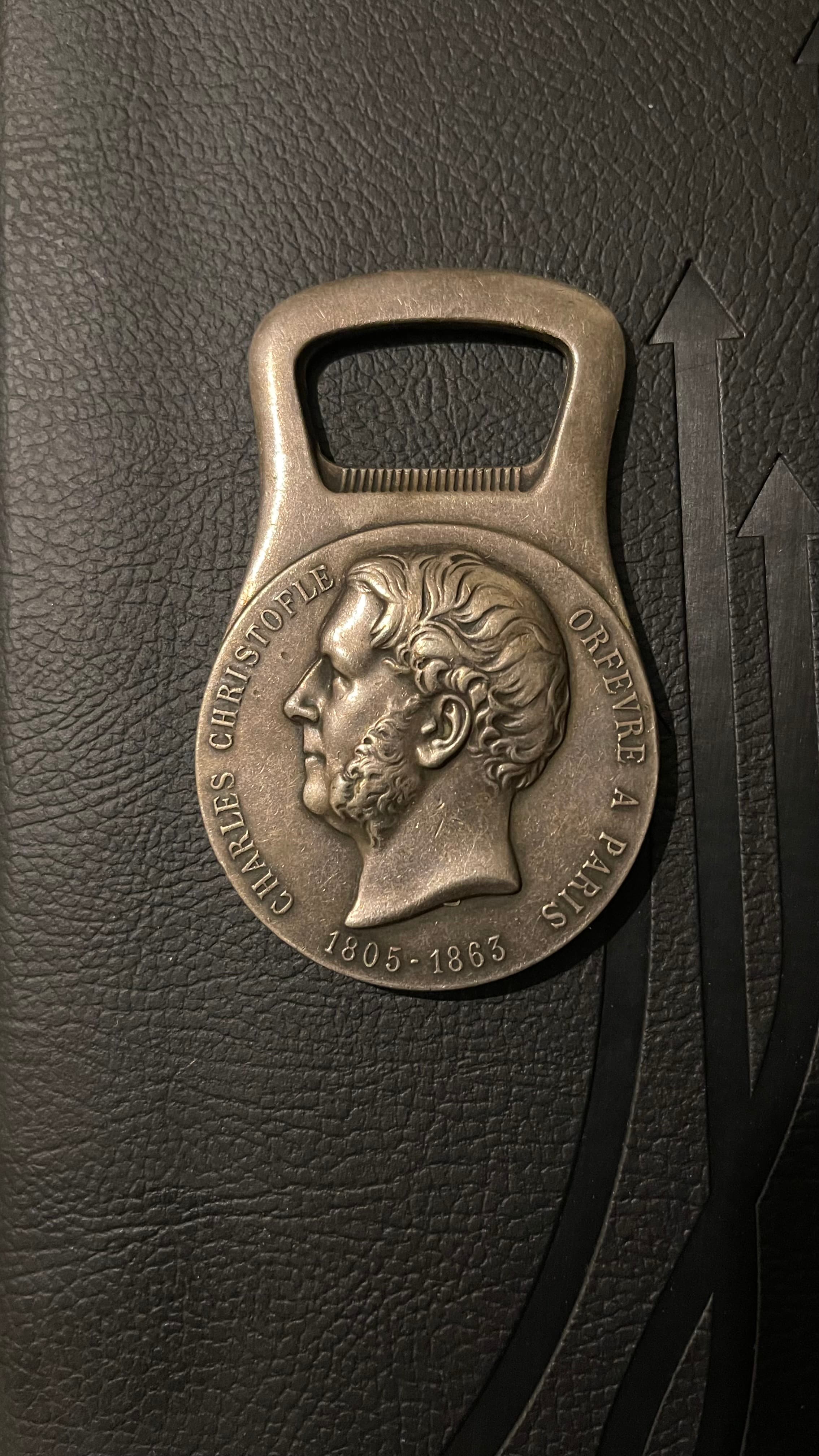 VINTAGE 1958 FRANCE CHARLES CHRISTOFLE PARIS SILVERSMITH PLATED BOTTLE OPENER — good condition, Nairobi